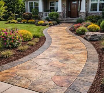 Stamped Colored Concrete Walkways: Enhancing Safety and Style Around Your Home