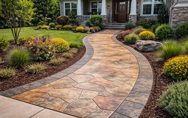 Stamped Colored Concrete Walkways: Enhancing Safety and Style Around Your Home