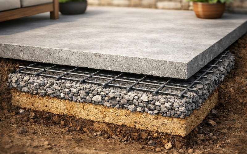 Concrete Patio Thickness & Reinforcement: What’s “Done Right” for Long-Term Strength