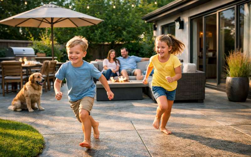 Slip-Resistant Concrete Patios: Safer Surfaces for Kids, Pets, and Guests