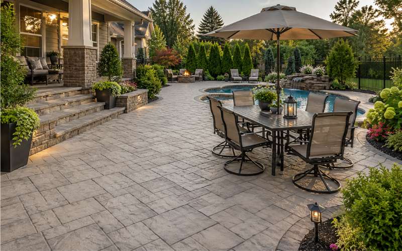 Stamped Concrete with Cooler Patterns for Summer Use in Suffolk VA