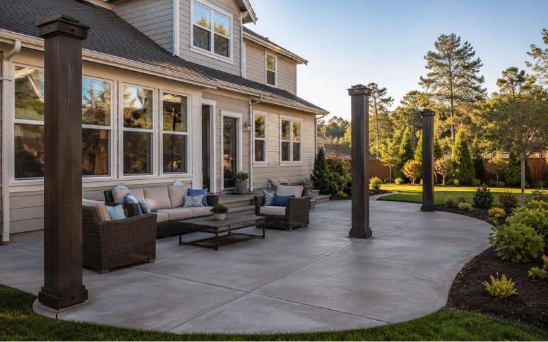 Concrete Patios with Pergola Ready Layouts in Chesapeake VA