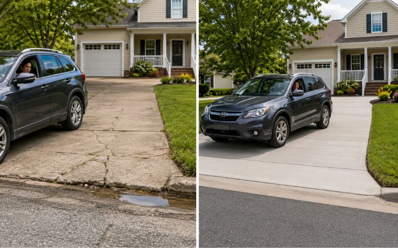 Concrete Driveways with Better Apron Transitions in Chesapeake VA