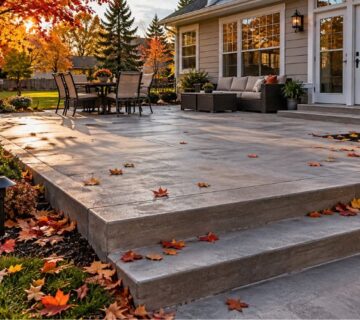 Concrete Patios with Safer Edges and Steps for Leaf Season in Chesapeake VA