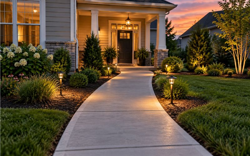 Concrete Sidewalks with Lighting Ready Edges in Chesapeake VA