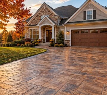 Stamped Colored Concrete for Warm Fall Curb Appeal in Suffolk VA